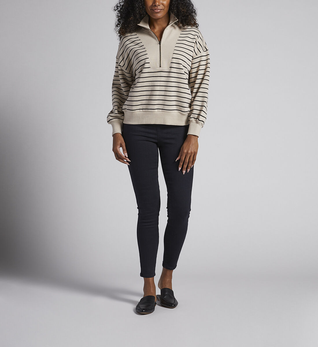 Striped half sales zip sweatshirt