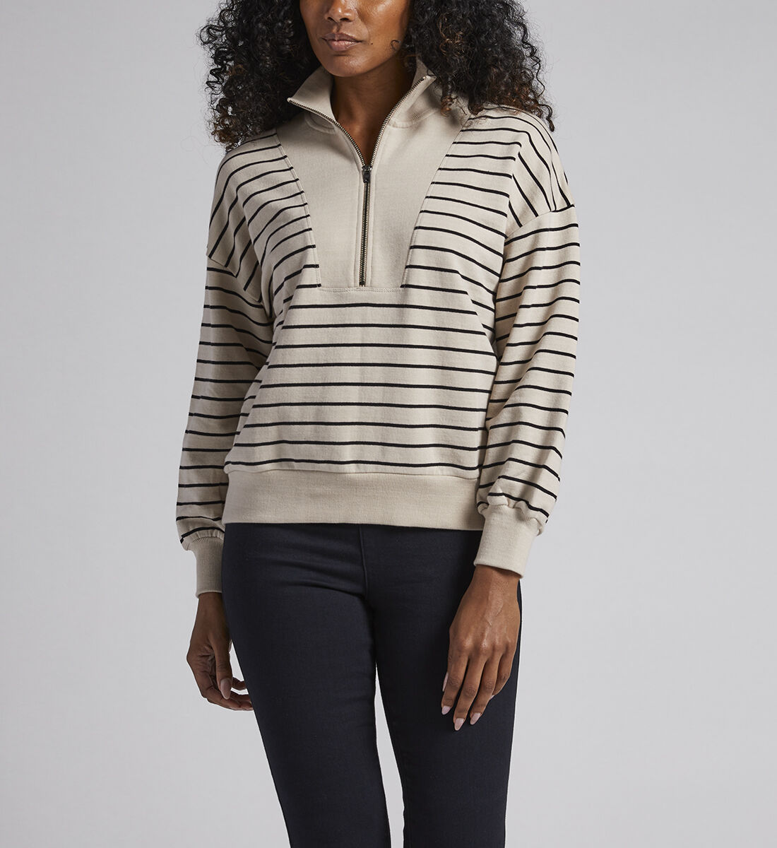 Buy Striped Half-Zip Sweatshirt for USD 40.00 | Jag Jeans US New